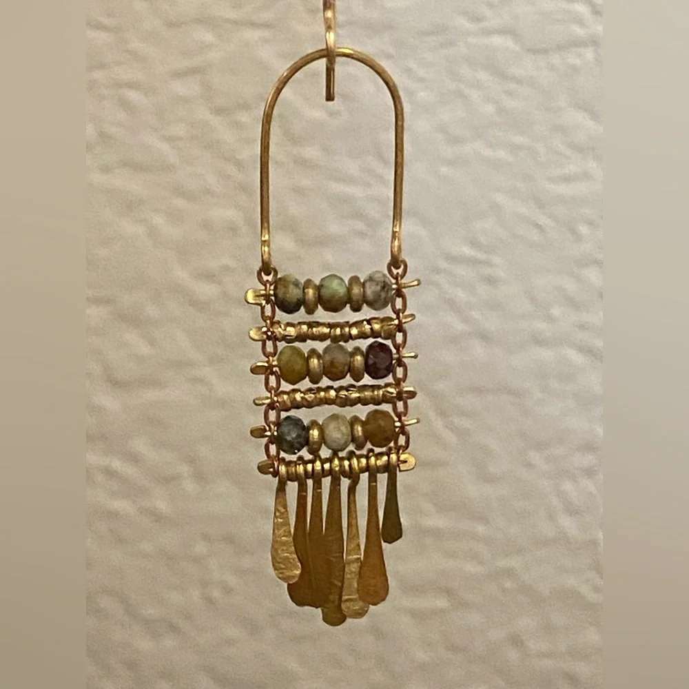 Brass & Ocean Jasper Earrings - Picture 3 of 11